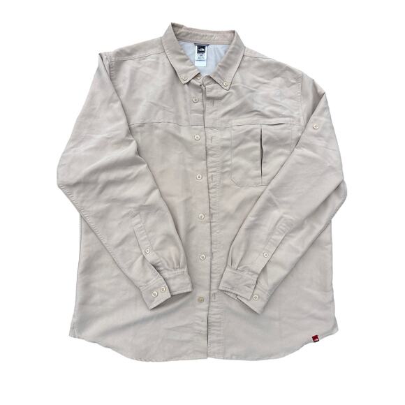The North face Shirt Mens XL Long Sleeve cream button up heavyweight western - Picture 1 of 6